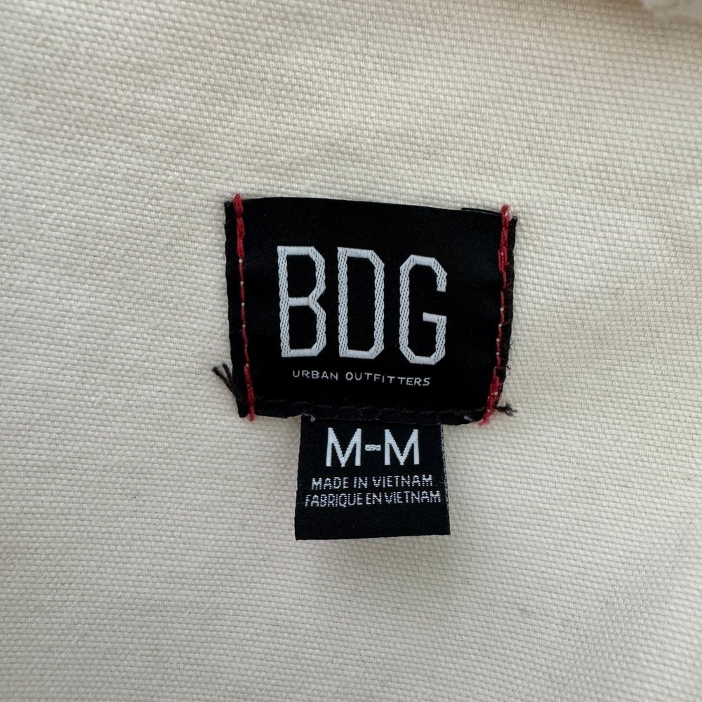 BDG Hooded Jacket Size Medium Cream Paint Splatter Workwear Grunge Casual Street - Picture 10 of 12
